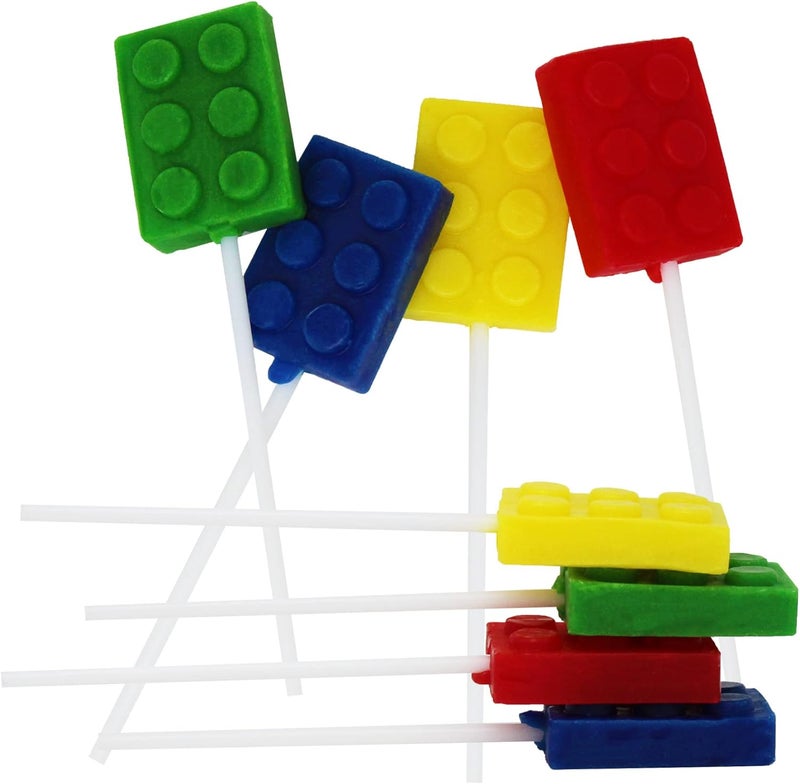 SNACKTERY Brick Building Block Party Suckers - 12 Pack - Image 1